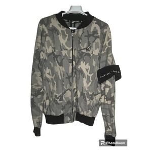 Criminal Damage Camo Hunter Bomber Jacket Zip Up Streetwear Men's Size XL USED
